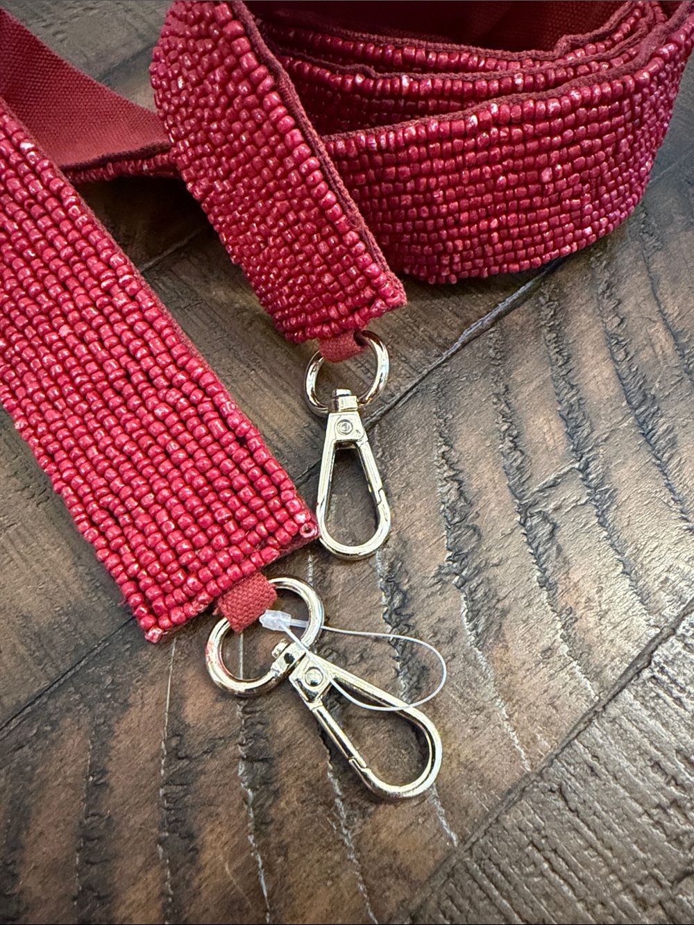 🆕 Beaded Purse Strap Raspberry/Cranberry Red. - Picture 2 of 4